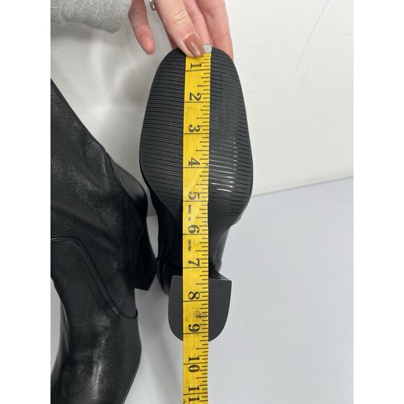 Stuart Weitzman Curveblock 100 Square Leather Bootie Sock Black Size 11 & 11.5 - Picture 15 of 15